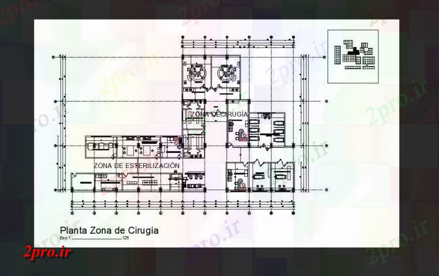 دانلود نقشه بیمارستان - درمانگاه - کلینیک جزئیات بیمارستان منطقه عمل جراحی با جزئیات معماری 23 در 38 متر (کد129578)