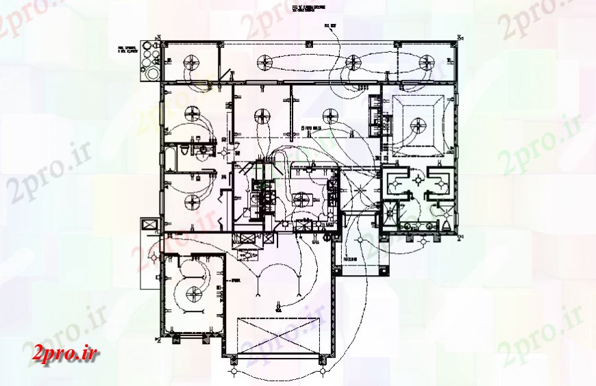 دانلود نقشه برق مسکونی برق جزئیات طراحی از طبقه دوم خانه 16 در 18 متر (کد129593)