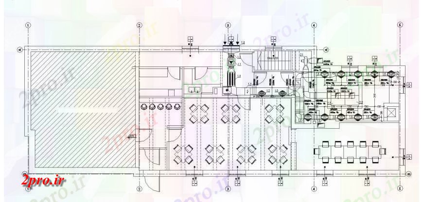 دانلود نقشه هتل - رستوران - اقامتگاه رستوران طرحی تهویه طرحی جزئیات طراحی اتوکد 9 در 19 متر (کد129614)