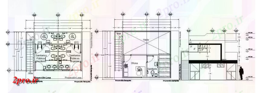 دانلود نقشه ساختمان دولتی ، سازمانی توالت عمومی و دفتر طراحی 7 در 9 متر (کد129617)