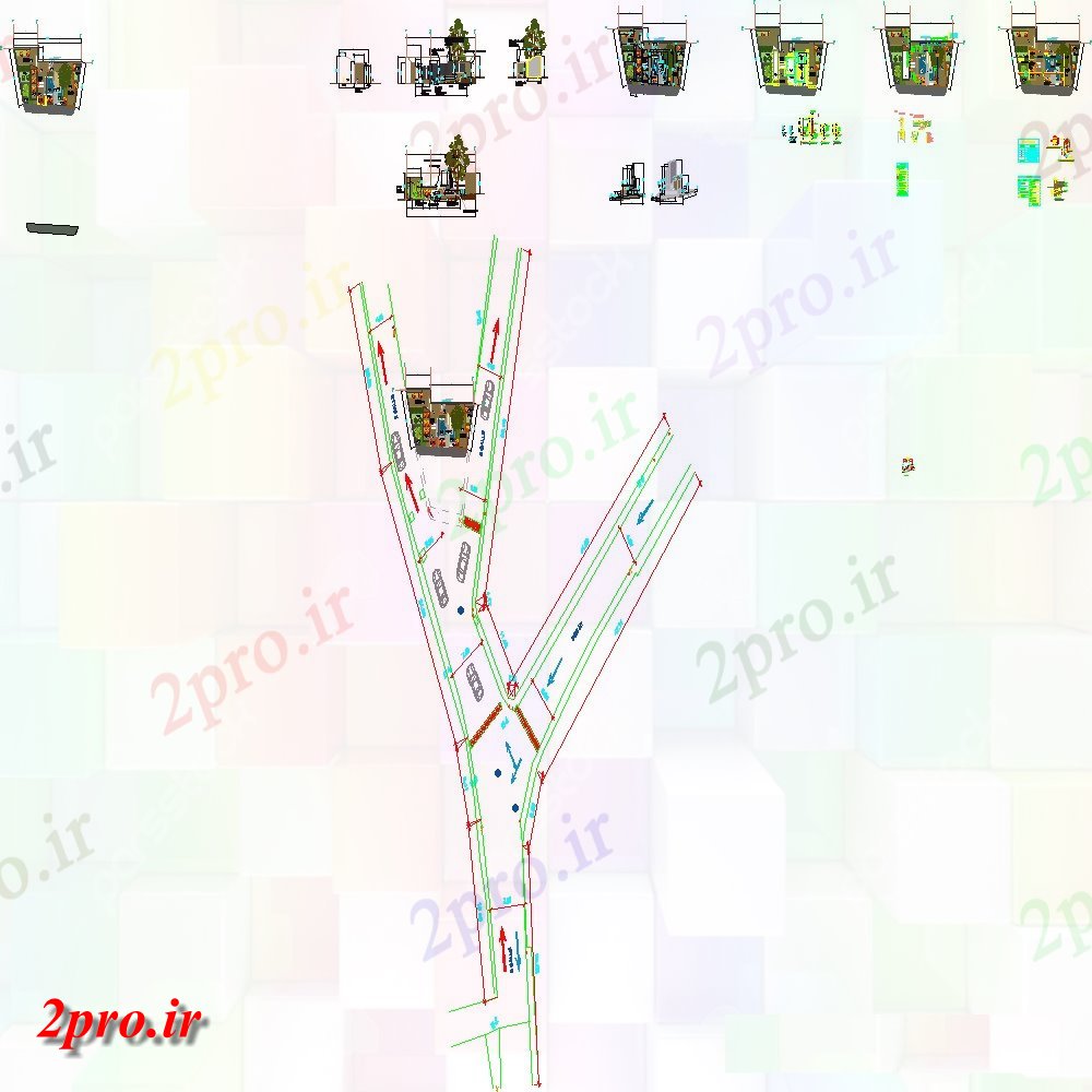 دانلود نقشه جزئیات ساخت و ساز  دو بعدی  از محوطه سازی و نرده جزئیات  بلوک  چیدمان اتوکد (کد129627)