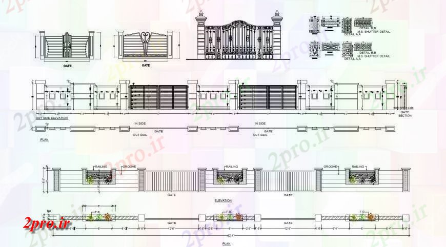 دانلود نقشه جزئیات طراحی در و پنجره  انواع طراحی جزئیات دروازه اتوکد (کد129643)