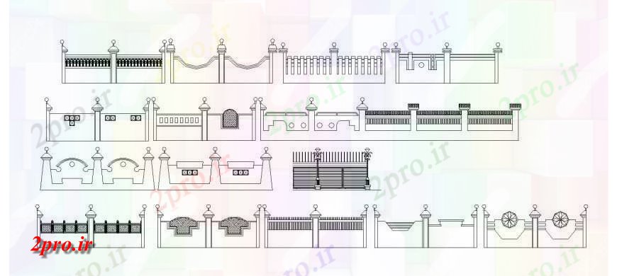 دانلود نقشه جزئیات ساخت و ساز انواع طراحی طراحی دیوار ترکیب  اتوکد (کد129656)