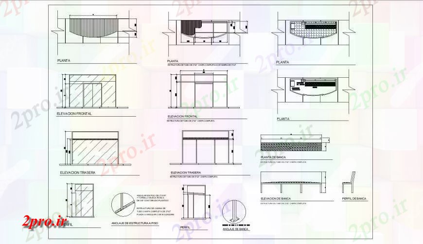 دانلود نقشه جزئیات طراحی در و پنجره  شیشه ای کشویی طراحی جزئیات درب اتوکد (کد129673)