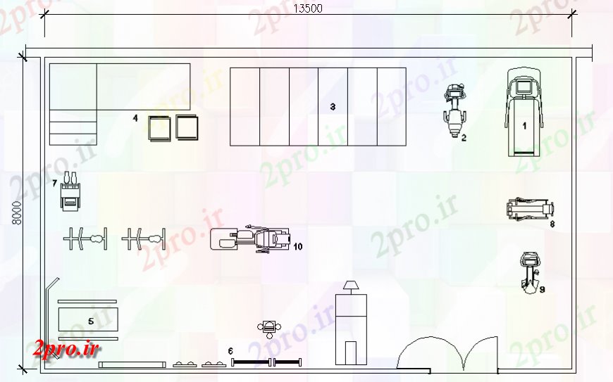 دانلود نقشه بیمارستان - درمانگاه - کلینیک طرحی فیزیوتراپی پزشکی طرحی ورزشگاه جزئیات 8 در 13 متر (کد129689)