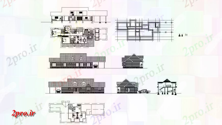 دانلود نقشه مسکونی ، ویلایی ، آپارتمان سبک معماری طراحی خانه جزئیات غربی اتوکد 10 در 1027 متر (کد129699)