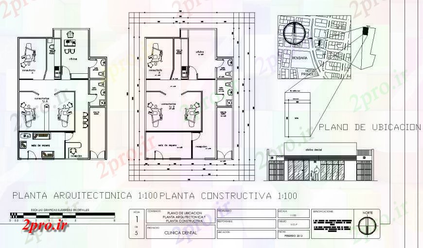 دانلود نقشه بیمارستان - درمانگاه - کلینیک طراحی کلینیک دندان 9 در 11 متر (کد129719)