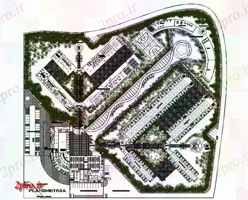 دانلود نقشه ساختمان دولتی ، سازمانی طرحی سایت زندان طراحی 59 در 67 متر (کد129740)
