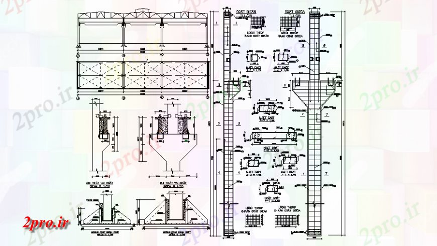 دانلود نقشه طراحی جزئیات تقویت کننده  بنیاد و ستون  (کد129775)