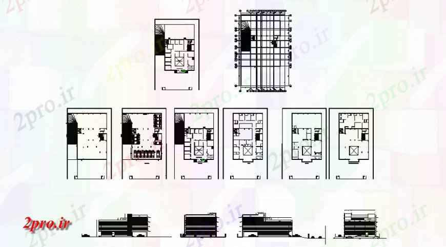 دانلود نقشه ساختمان اداری - تجاری - صنعتی طرحی و دفتر نما طرحی جزئیات 7 در 11 متر (کد129781)