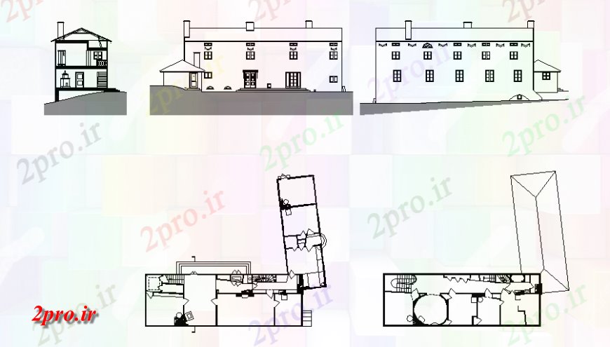 دانلود نقشه مسکونی  ، ویلایی ، آپارتمان  ویلا طرح، نما و بخش  (کد129788)