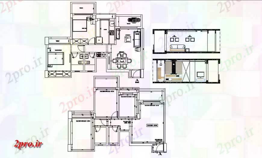 دانلود نقشه مسکونی  ، ویلایی ، آپارتمان  زندگی نما اتاق و بخش  چیدمان (کد129793)