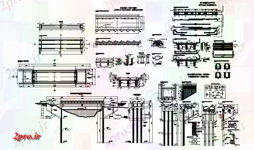 دانلود نقشه جزئیات ساخت پل پل طرحی عکس عمومی و بخش  (کد129818)