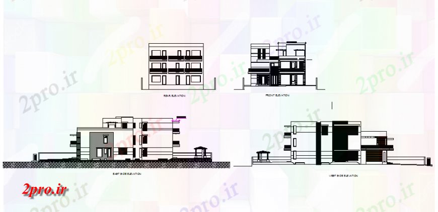 دانلود نقشه مسکونی  ، ویلایی ، آپارتمان  ویلایی مسکونی طرحی نما جزئیات (کد129825)