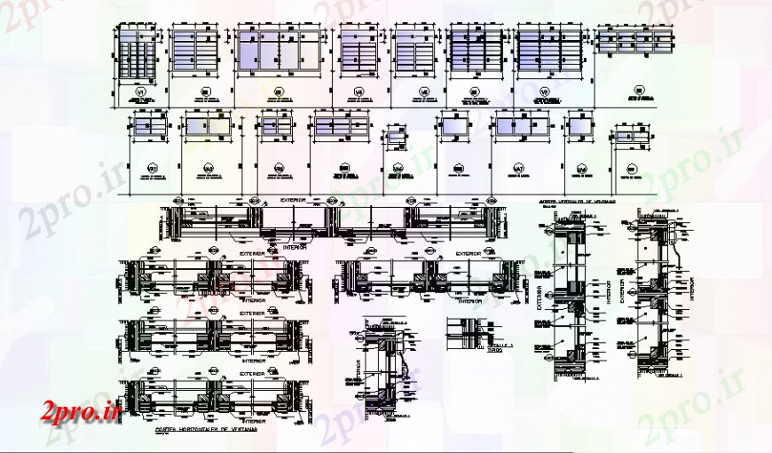 دانلود نقشه جزئیات طراحی در و پنجره  بخش از طرحی پنجره و در قسمت  طرح (کد129840)