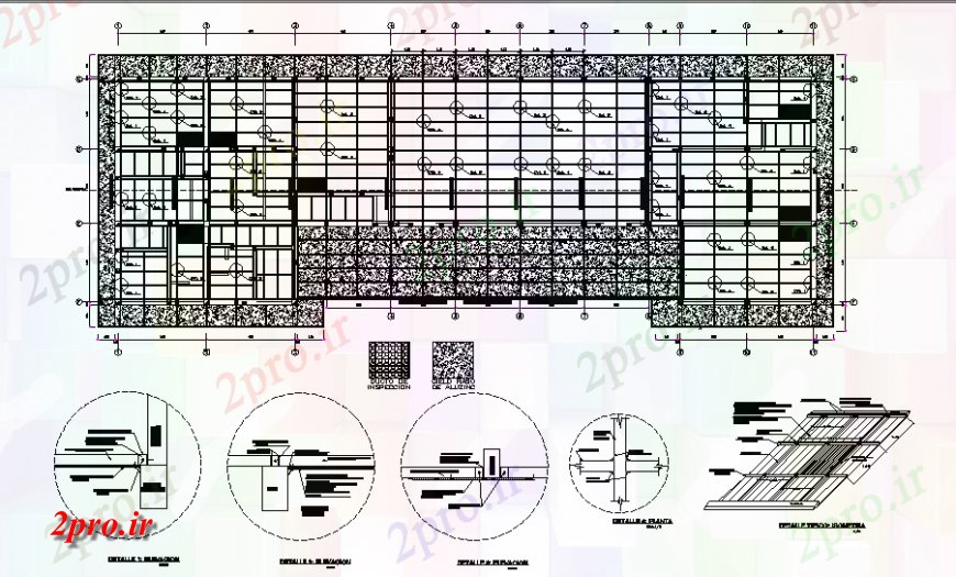 دانلود نقشه ساختمان اداری - تجاری - صنعتی ساختمان تجاری طرحی پرتو و بخش چیدمان 15 در 34 متر (کد129846)