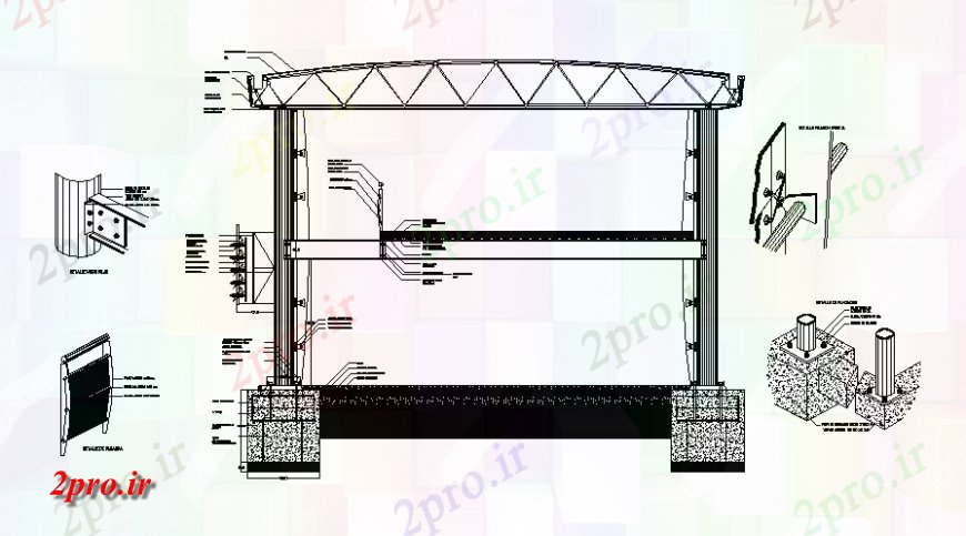 دانلود نقشه قالب اسکلت فلزی  جزئیات فولاد بخش ساختمان  طراحی (کد129858)