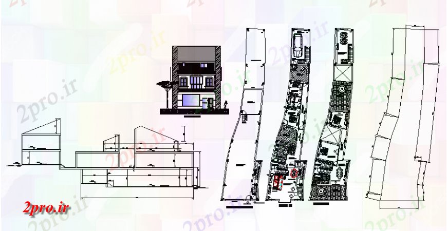 دانلود نقشه مسکونی  ، ویلایی ، آپارتمان  پیش نویس مسکن در طرحی بسیار نامنظم طرحی و اتوکد نما  (کد129867)