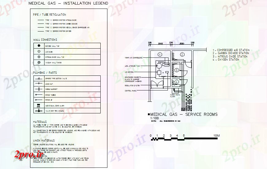 دانلود نقشه بیمارستان - درمانگاه - کلینیک نمونه خدمات پزشکی گاز اتاق نصب و راه اندازی طراحی جزئیات 7 در 10 متر (کد129880)