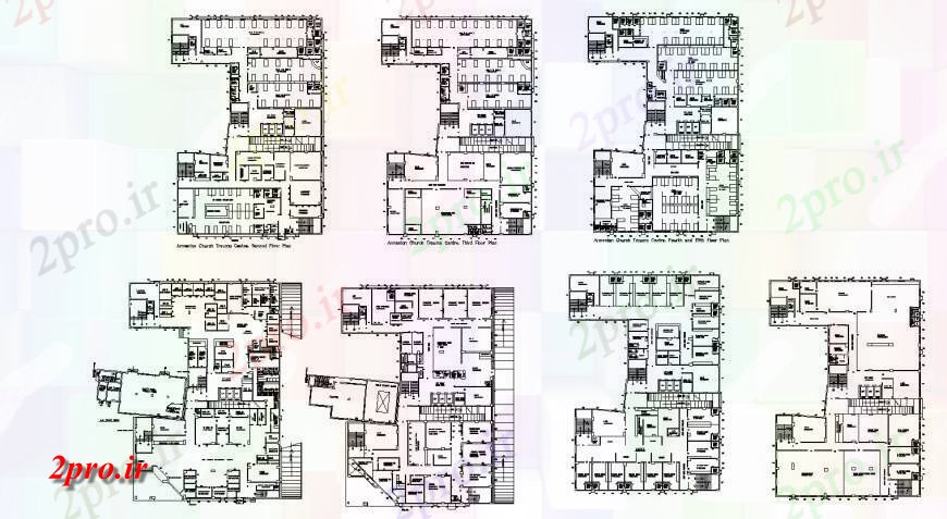 دانلود نقشه معماری معروف کلیسای ارمنی مرکز تروما 34 در 91 متر (کد129889)