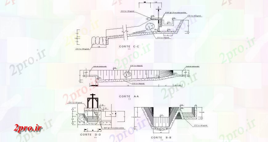 دانلود نقشه جزئیات ساخت و ساز تله شن و ماسه ساخت و ساز جزئیات طراحی  اتوکد (کد129895)