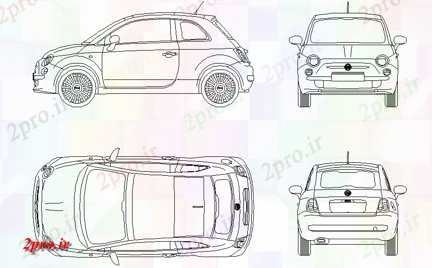 دانلود نقشه بلوک وسایل نقلیه جدید ماشین خانواده پشتوانه تمام نما طرفه بلوک (کد129914)