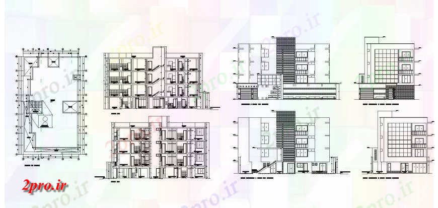 دانلود نقشه مسکونی ، ویلایی ، آپارتمان چند جزئیات خانواده مسکن 4+ سقف طراحی اتوکد 11 در 20 متر (کد129919)