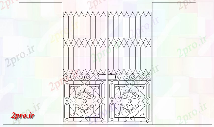 دانلود نقشه جزئیات طراحی در و پنجره  دو برگ دروازه جعلی جزئیات طراحی نما   (کد129946)