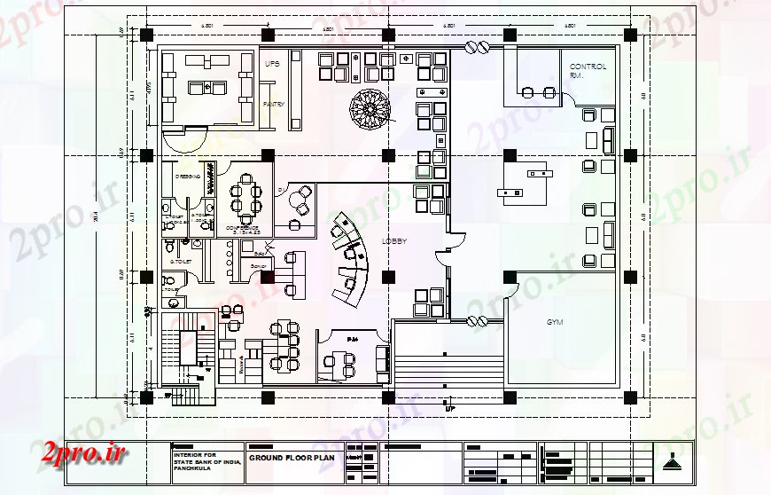 دانلود نقشه جزئیات و طراحی داخلی دفتر دفتر بانک خصوصی طراحی داخلی و چیدمان مبلمان جزئیات 28 در 31 متر (کد129960)