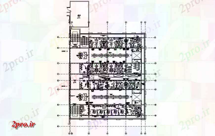 دانلود نقشه بیمارستان - درمانگاه - کلینیک طبقه سوم جزئیات طرحی طبقه بخش-C از بیمارستان چند طبقه 30 در 49 متر (کد129968)