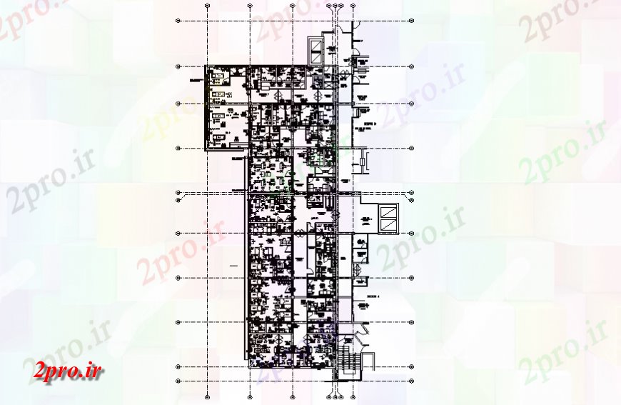 دانلود نقشه بیمارستان - درمانگاه - کلینیک بخش-F جزئیات طرحی طبقه پنجم چند تخصص بیمارستان 30 در 49 متر (کد129969)