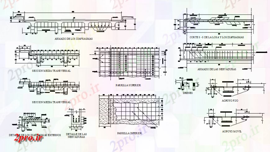 دانلود نقشه جزئیات ساخت پل بخش پل فضایی و ساختار سازنده جزئیات (کد129994)