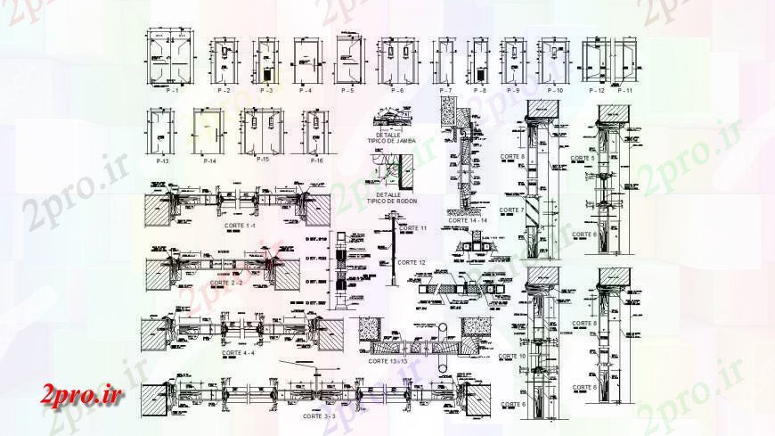 دانلود نقشه جزئیات طراحی در و پنجره  انواع معمولی از درب طراحی جزئیات (بخشی) اتوکد (کد130036)
