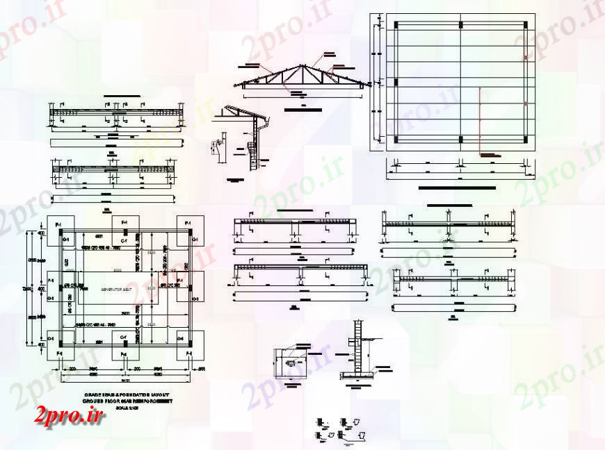 دانلود نقشه جزئیات ستون ساختار طرحی ستون و جزئیات مقطعی  واحد ساخت و ساز اتوکد (کد130160)