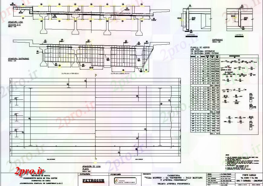 دانلود نقشه جزئیات میلگرد گذاریطرح، نما و بخش جزئیات از RCC پل بلوک ساختاری  چیدمان اتوکد (کد130179)