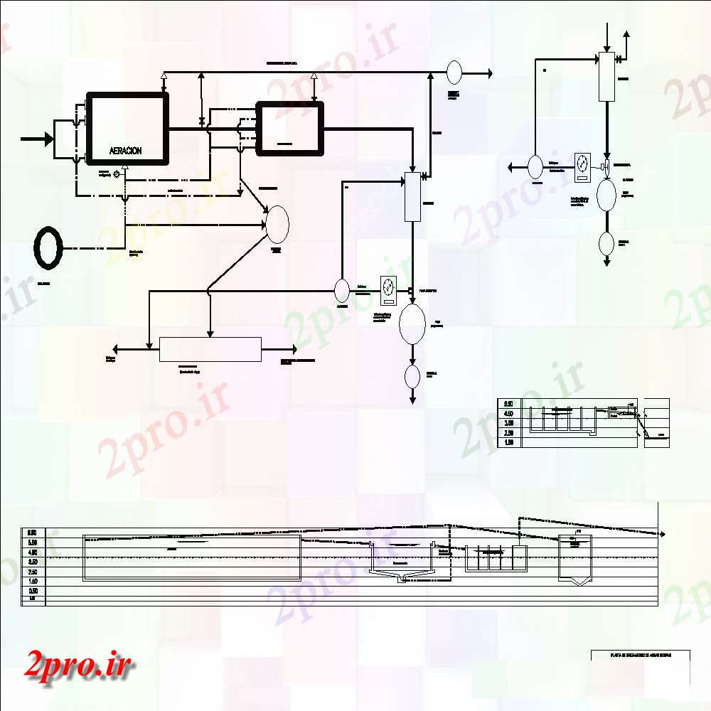 دانلود نقشه اتوماسیون و نقشه های برق نمودار جریان و مشخصات هیدرولیکی تصفیه  (کد130190)