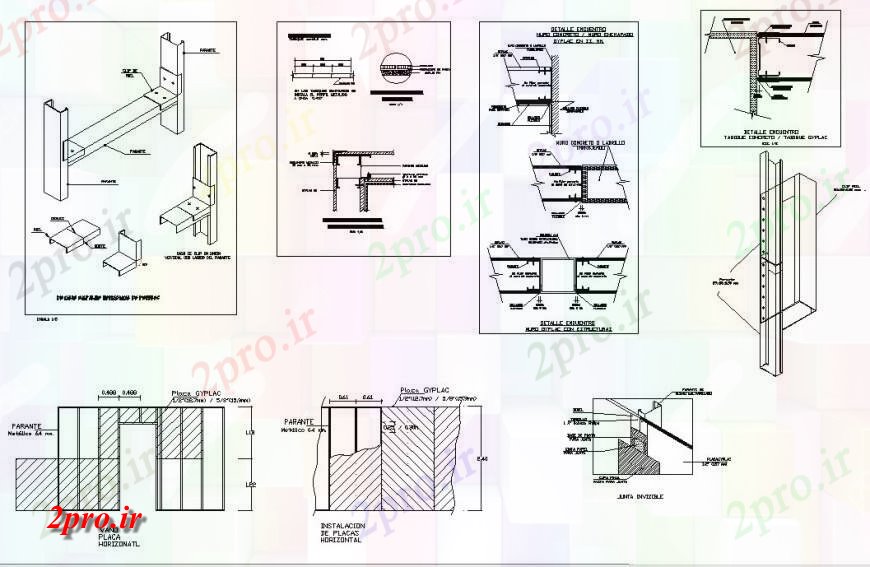 دانلود نقشه جزئیات ساخت و ساز اتصالات سازه و جزئیات اتصال  بلوک ساخت و ساز  (کد130191)