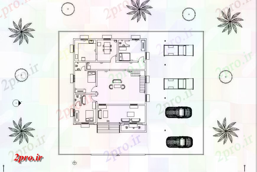 دانلود نقشه مسکونی ، ویلایی ، آپارتمان خانه مزرعه طرحی سایت طراحی 12 در 14 متر (کد130201)