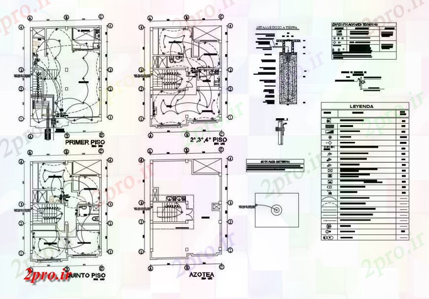 دانلود نقشه برق مسکونی اول، دوم، سوم و جزئیات تراس طبقه طراحی الکتریکی آپارتمان ساخت و ساز 7 در 10 متر (کد130217)