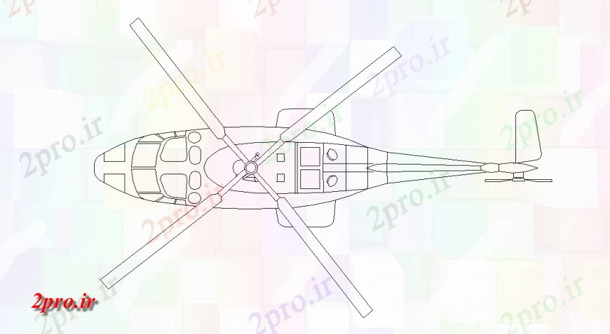 دانلود نقشه بلوک وسایل نقلیه مختلف نوع  جزئیات هلیکوپتر (کد130248)