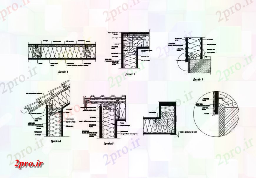 دانلود نقشه جزئیات ساخت و ساز کات بخش و ساخت و ساز دیوار سازنده جزئیات ساخت (کد130255)