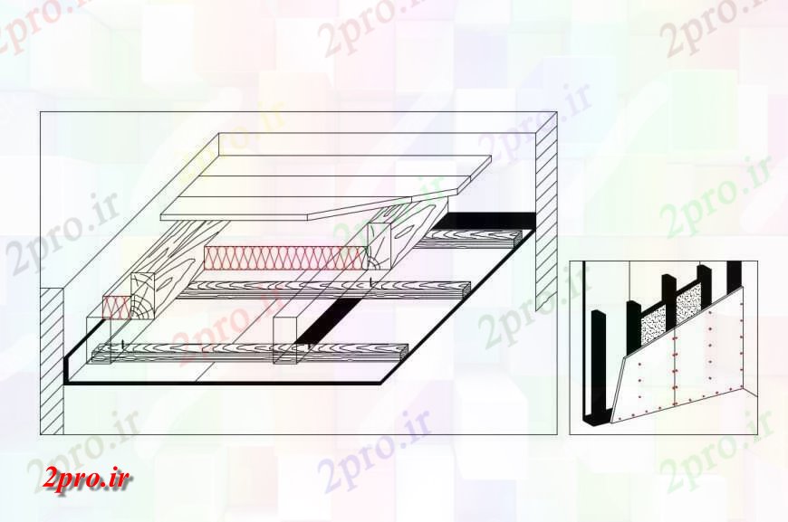 دانلود نقشه طراحی جزئیات ساختار نمای ایزومتریک سقف ساختار سازنده  (کد130256)