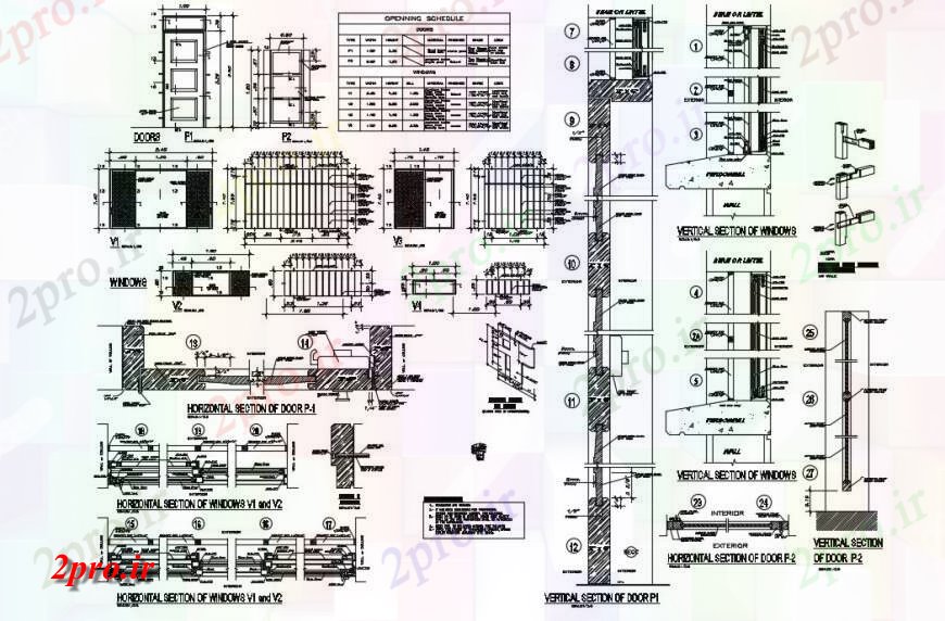 دانلود نقشه جزئیات طراحی در و پنجره  درب و پنجره-جزئیات  اتوکد (کد130278)
