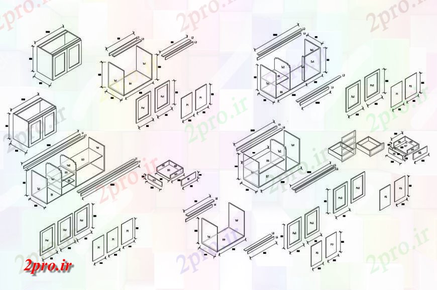 دانلود نقشه آشپزخانه  جزئیات ایزومتریک از تکنولوژی چوب پایان شربت خانه ماشین از آشپزخانه (کد130295)