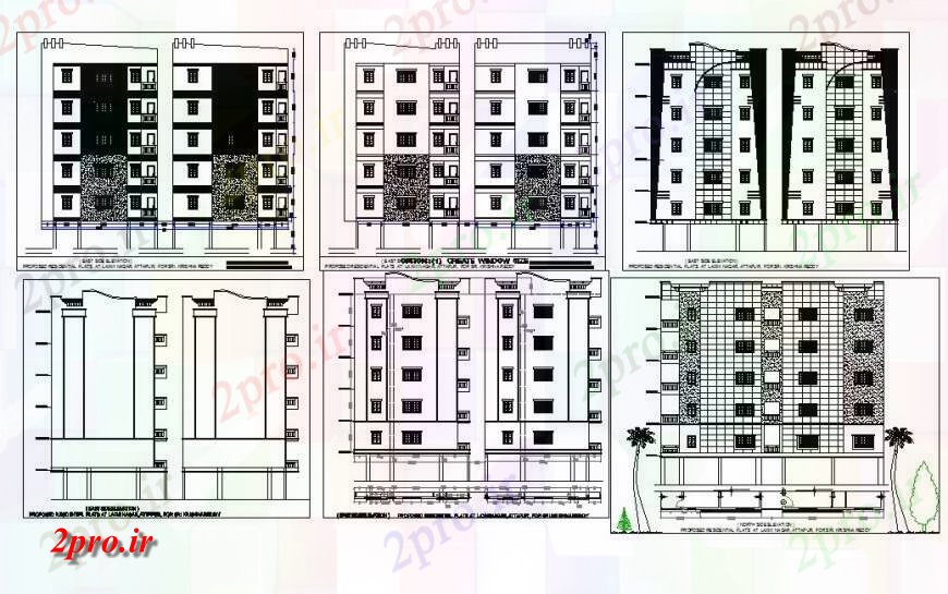 دانلود نقشه ساختمان مرتفعچند طبقه بلند جزئیات ساختمان نمایبلوک ساختاری طرح 21 در 23 متر (کد130305)