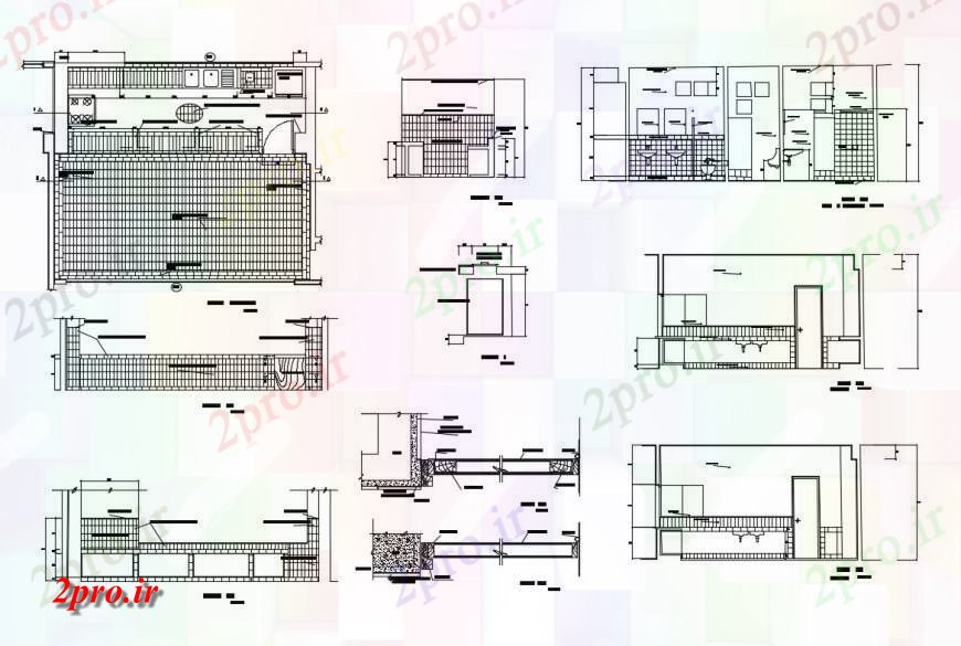 دانلود نقشه آشپزخانه خانه نما آشپزخانه، بخش، برنامه ریزی و ساختار جزئیات (کد130325)