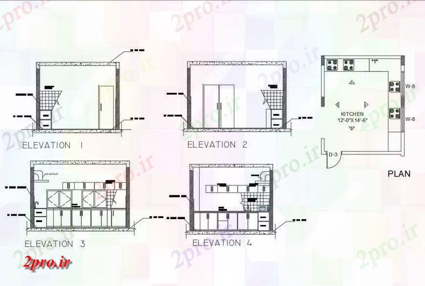 دانلود نقشه جزئیات طراحی ساخت آشپزخانه خانه آشپزخانه کوچک تمام نما و طرحی طرفه جزئیات  (کد130334)