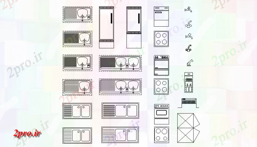 دانلود نقشه آشپزخانه تجهیزات آشپزخانه   (کد130349)