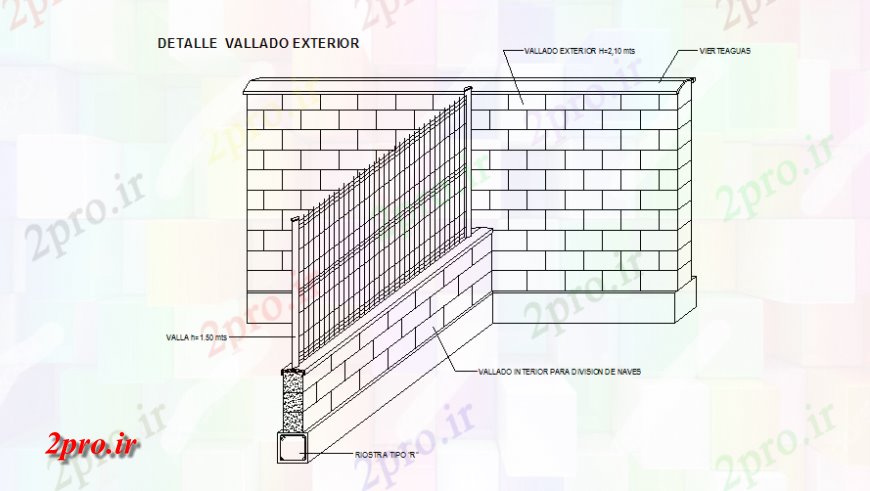 دانلود نقشه جزئیات ساخت پل دیوار آجری  بیرونی  طراحی (کد130383)