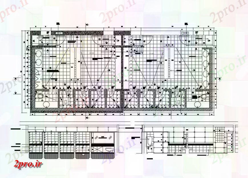 دانلود نقشه حمام مستر توالت و حمام بخش نصب و راه اندازی و جزئیات ورزش مرکز 16 در 38 متر (کد130389)